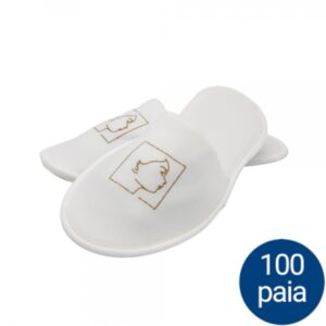Pantofole Hotel - Chiuse Classiche Bianche con serigrafia Oro - Brand Cleofe - Linea Cortesia - Cartone 100 paia
