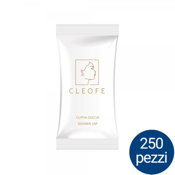 Linea Cortesia - Cuffia Doccia in confezione Flowpack - Brand Cleofe - Cartone 250 pezzi