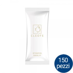 Linea Cortesia - Set Rasatura (rasoio + gel da barba) in confezione Flowpack - Brand Cleofe - Cartone 150 pezzi